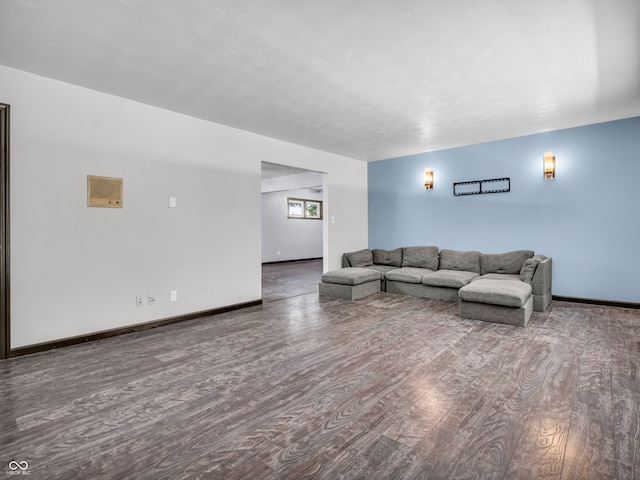 living room with dark wood-type flooring