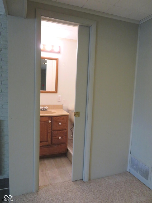 bathroom with vanity and visible vents