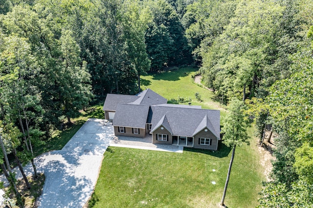 aerial view with a forest view