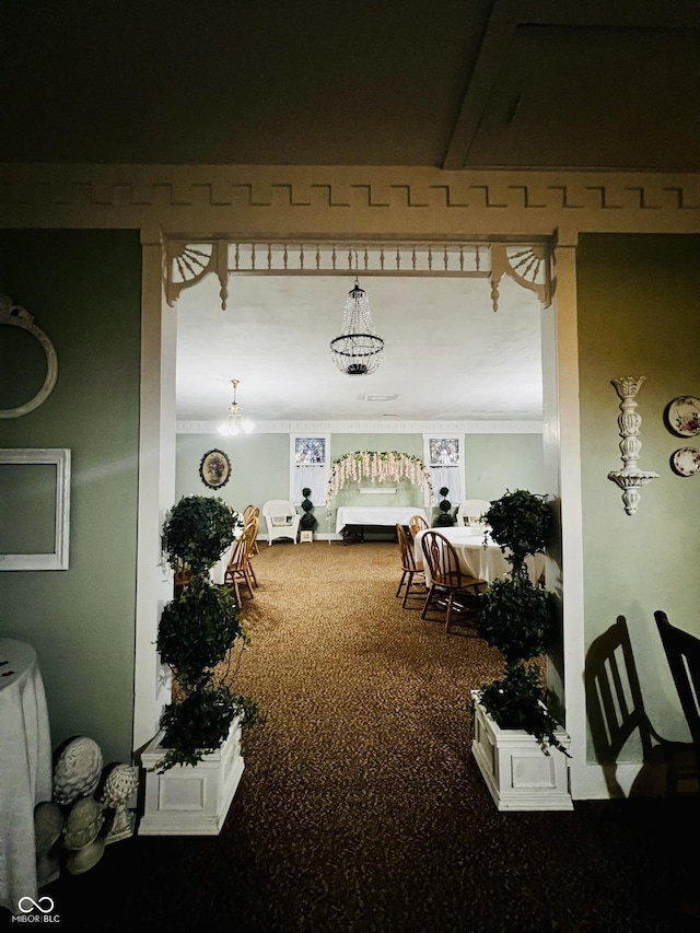 interior space with ornamental molding