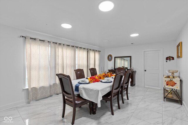 dining space with a wealth of natural light