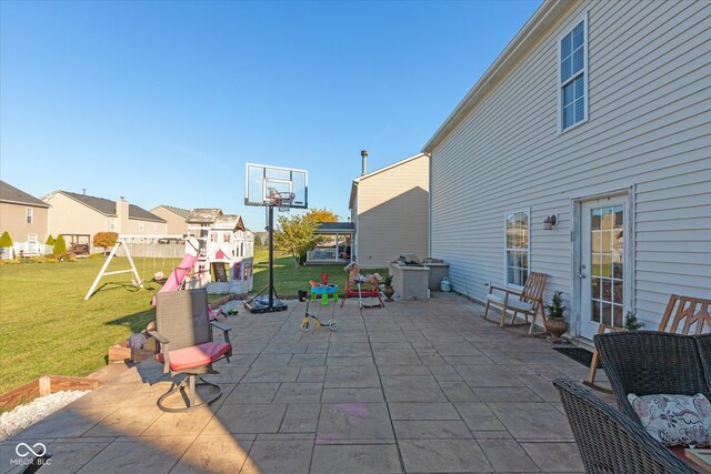 view of patio / terrace featuring a playground