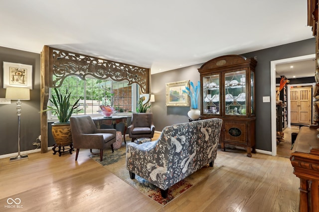 living room featuring light hardwood / wood-style floors