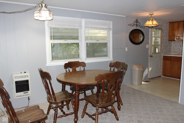 dining space with heating unit