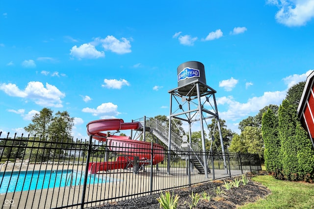 exterior space with a water slide