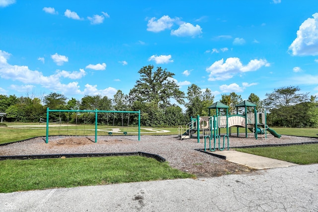 view of playground with a yard