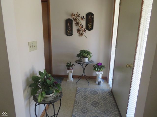hall featuring baseboards