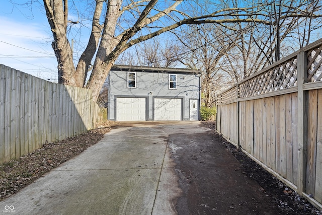 exterior space featuring a garage