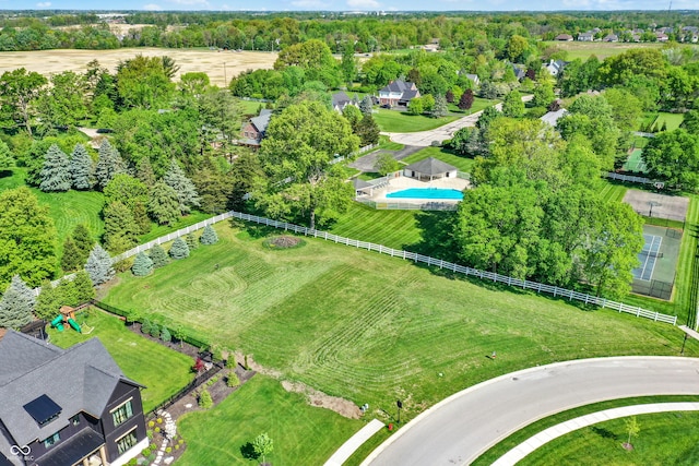 aerial view featuring a rural view