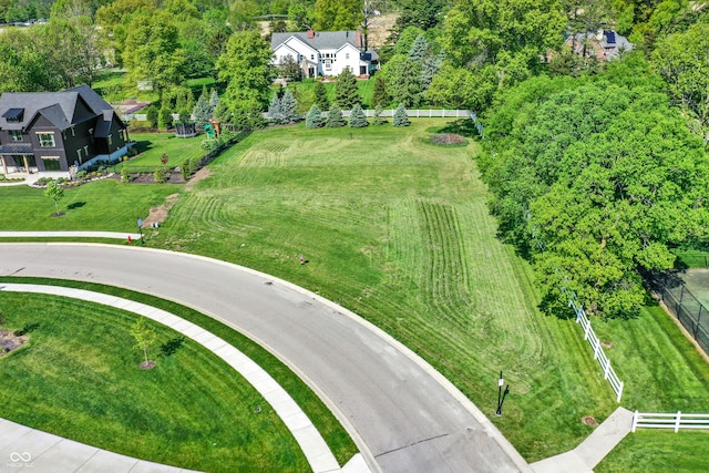 birds eye view of property featuring a rural view