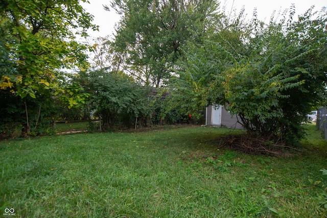 view of yard with a shed