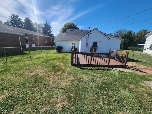 view of yard with a deck