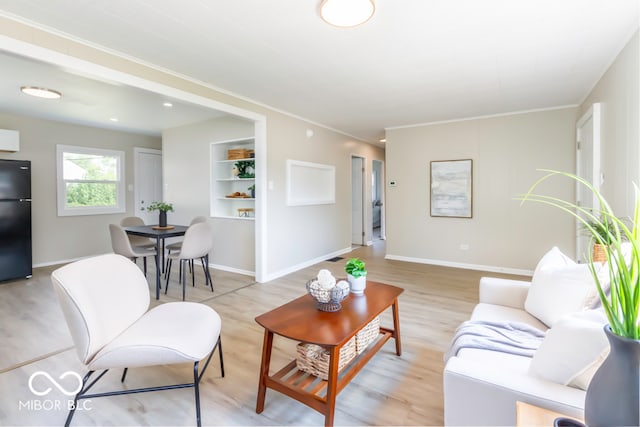 living room with light wood-type flooring