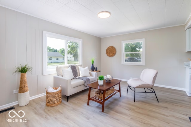 living room featuring light hardwood / wood-style flooring