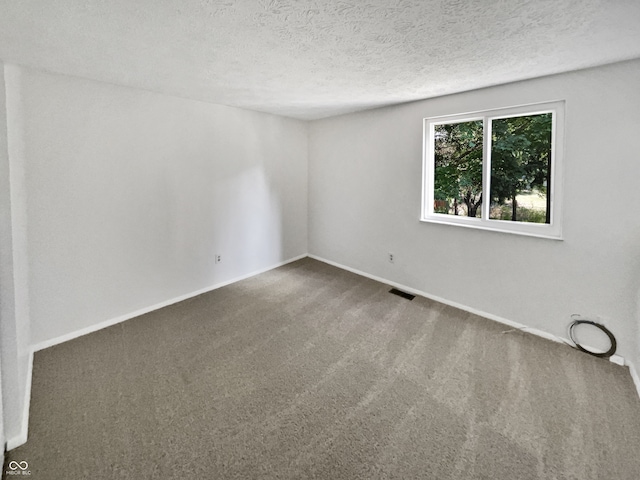 carpeted spare room featuring a textured ceiling