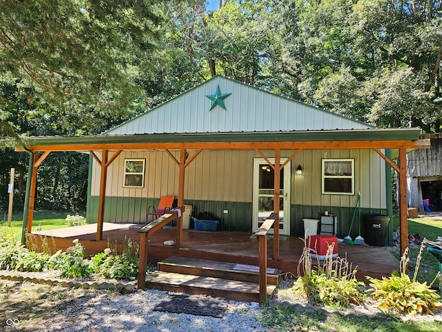 view of front of property with a deck