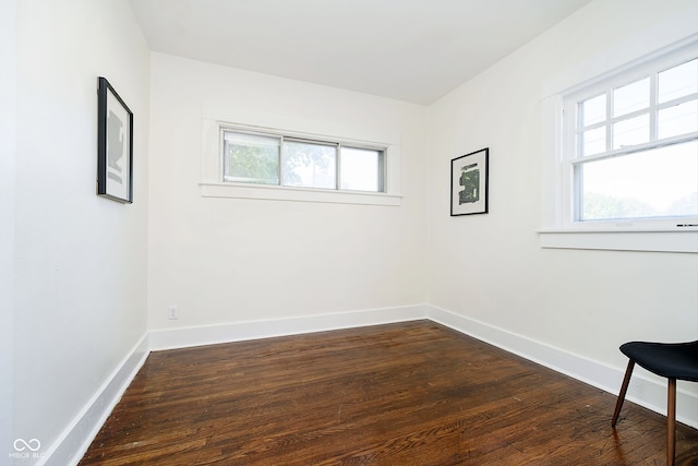 empty room featuring dark hardwood / wood-style flooring