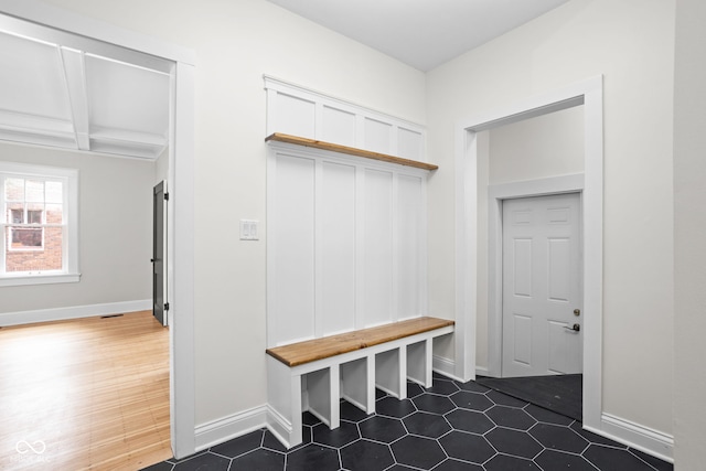 mudroom featuring dark hardwood / wood-style floors