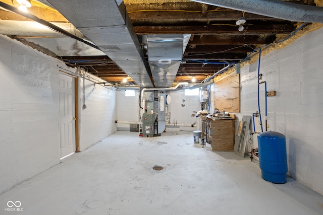 basement with heating unit