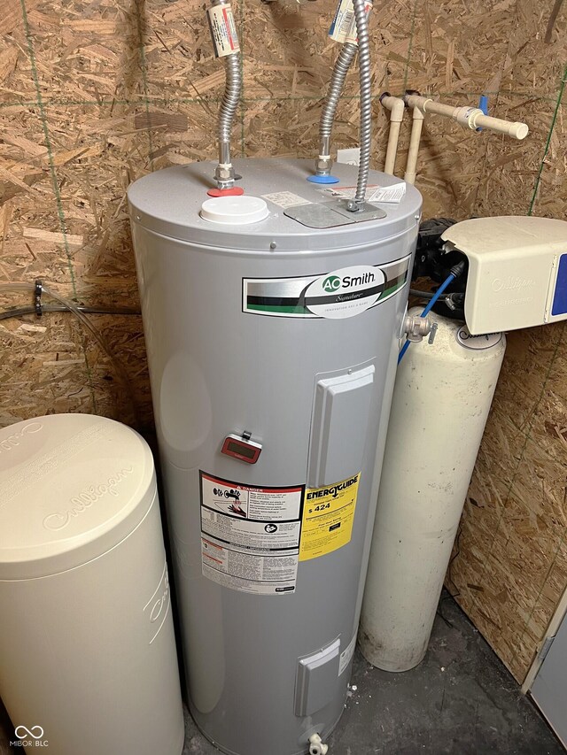 utility room with water heater