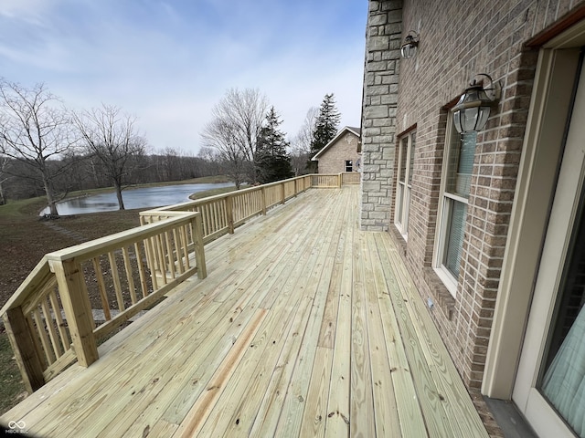 deck with a water view