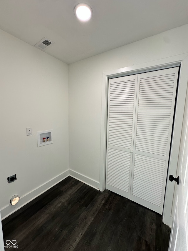 laundry area with washer hookup, dark hardwood / wood-style floors, and hookup for an electric dryer