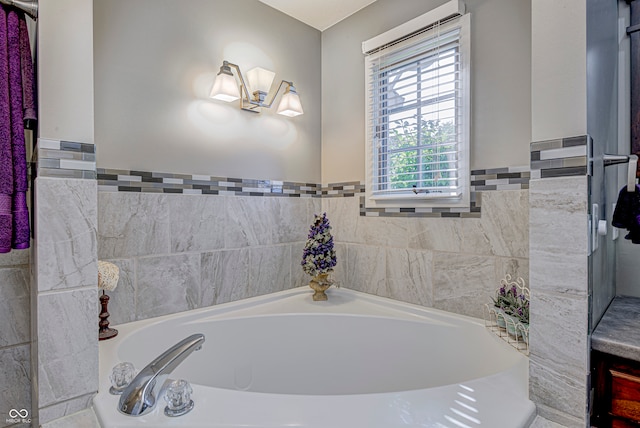 bathroom with a washtub