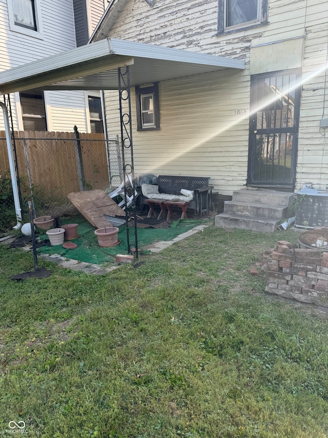 view of yard featuring central AC