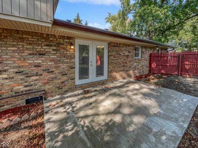 view of patio / terrace featuring french doors