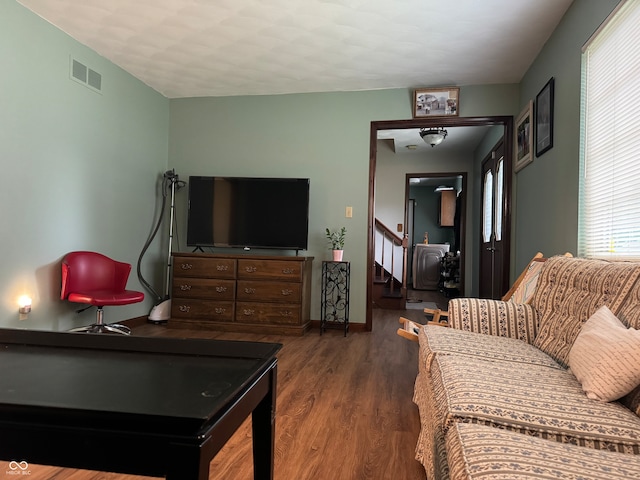 living room with wood-type flooring