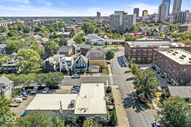 drone / aerial view with a city view