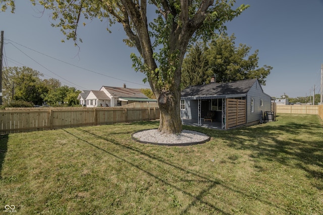 view of yard with a patio area and a fenced backyard