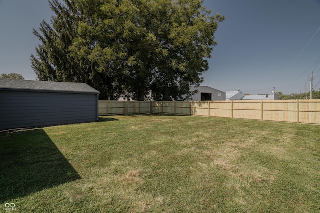 view of yard featuring a fenced backyard