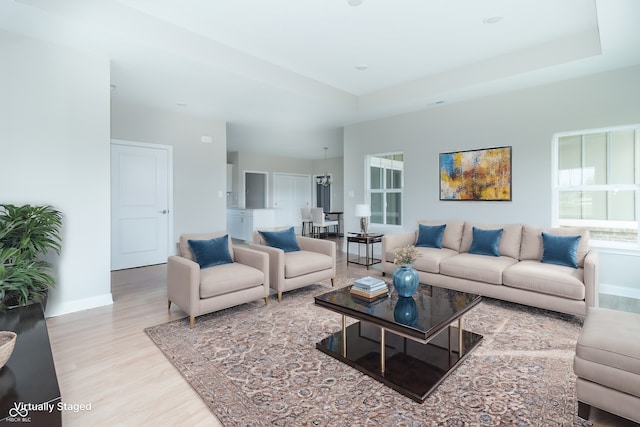 living room featuring light wood-type flooring