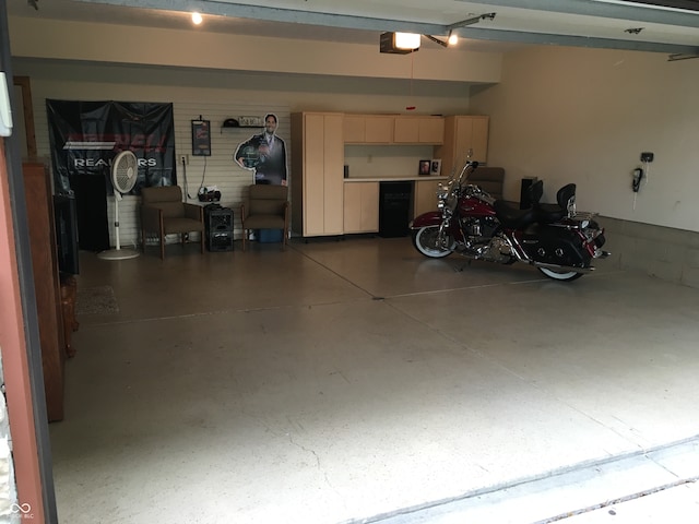 garage with a garage door opener