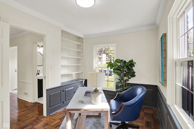 22 W 54th St, Indianapolis, IN 46208 - office space featuring crown molding and built in shelves