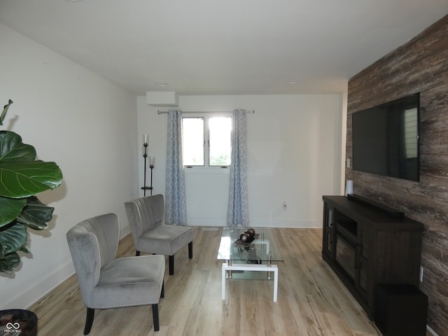 living room featuring light wood-type flooring