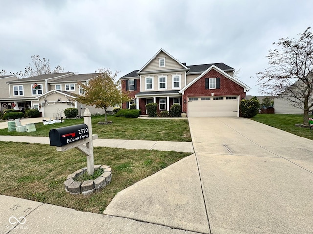 view of front of house with a garage and a front yard