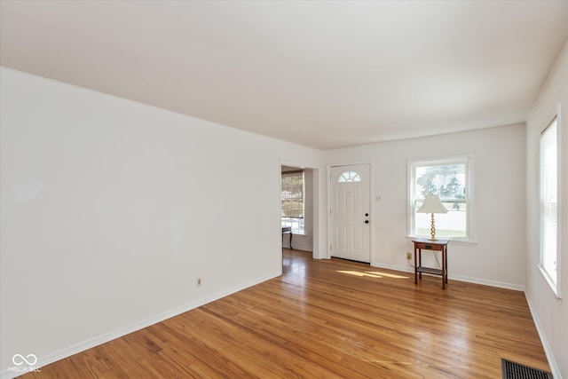 interior space with light hardwood / wood-style floors