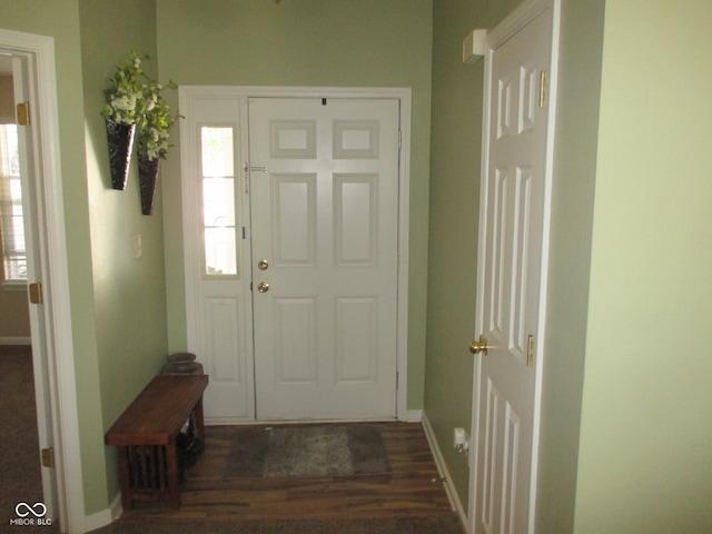 foyer featuring dark hardwood / wood-style floors