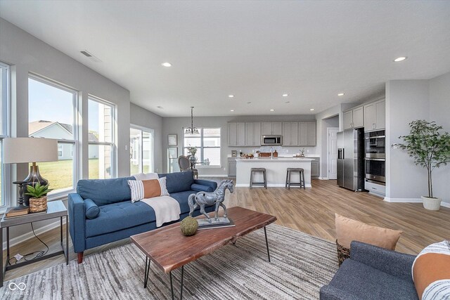 living room featuring light hardwood / wood-style floors