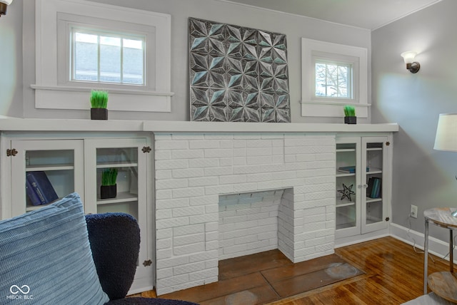 interior space with dark hardwood / wood-style floors