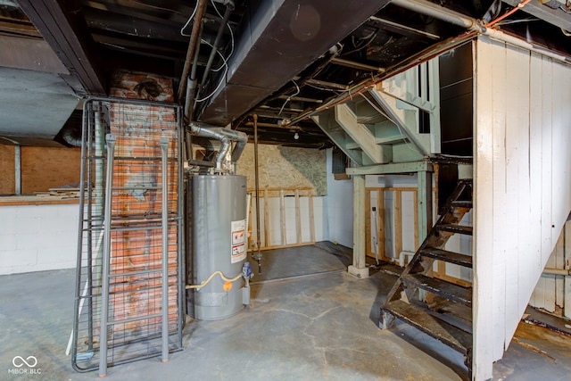 basement with gas water heater