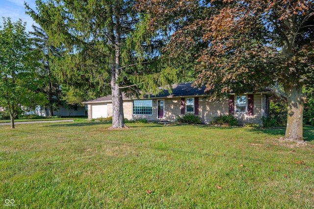 ranch-style house featuring a front lawn