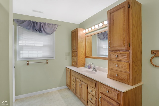 bathroom featuring a wealth of natural light and vanity