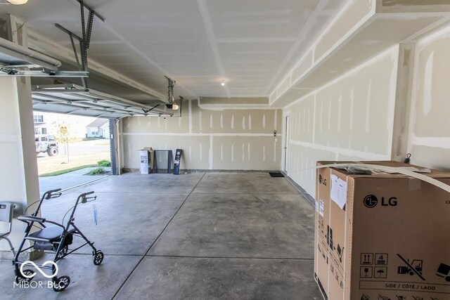 garage with a garage door opener