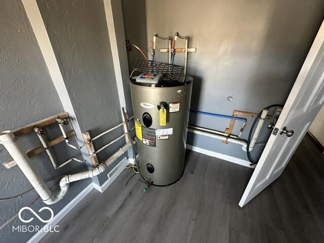 utility room with electric water heater