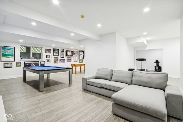 recreation room featuring light hardwood / wood-style flooring and billiards