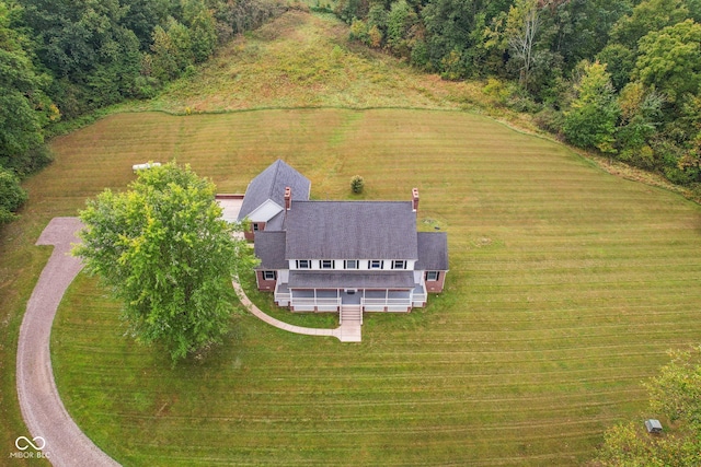 drone / aerial view with a rural view