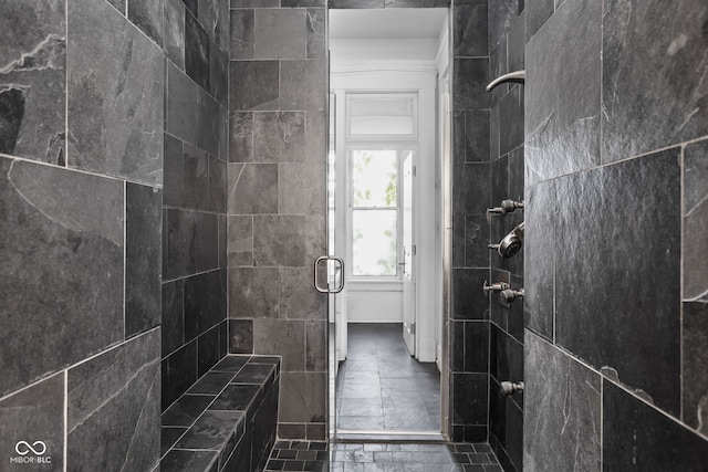 bathroom featuring walk in shower